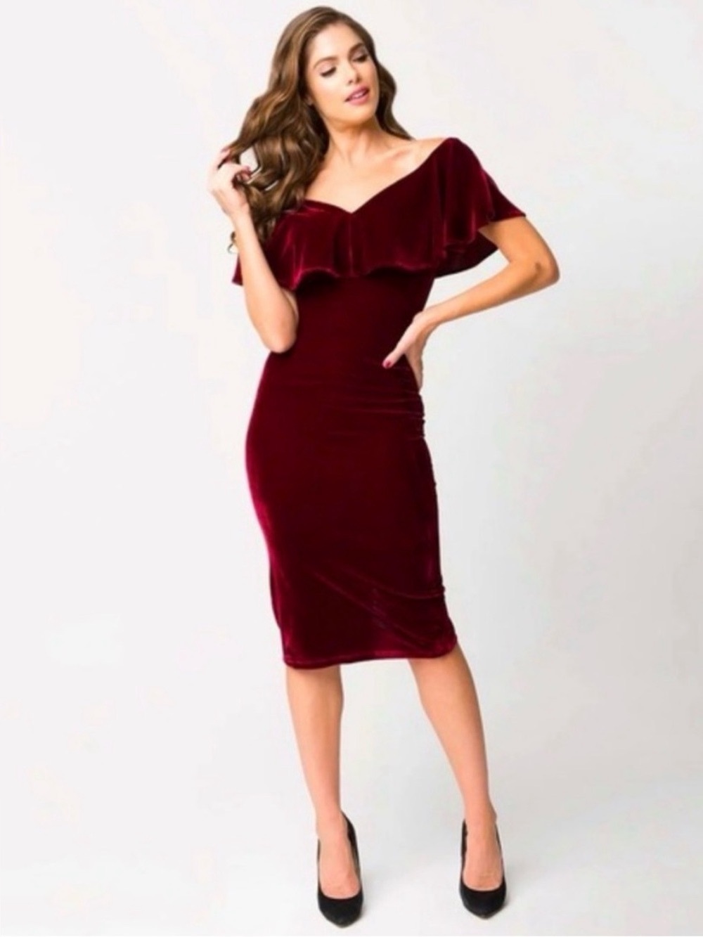 UNIQUE VINTAGE BURNT ORANGE VELVET DRESS